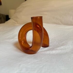 Amber Loop Glass Bud Vase Candleholder